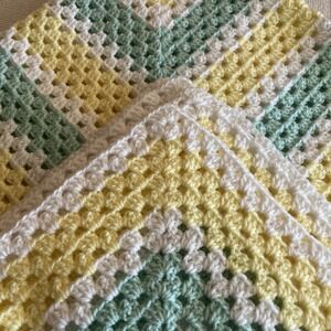 Handmade Crochet Baby Newborn Blanket Shower Gift Afghan Pastels Stripes UNISEX